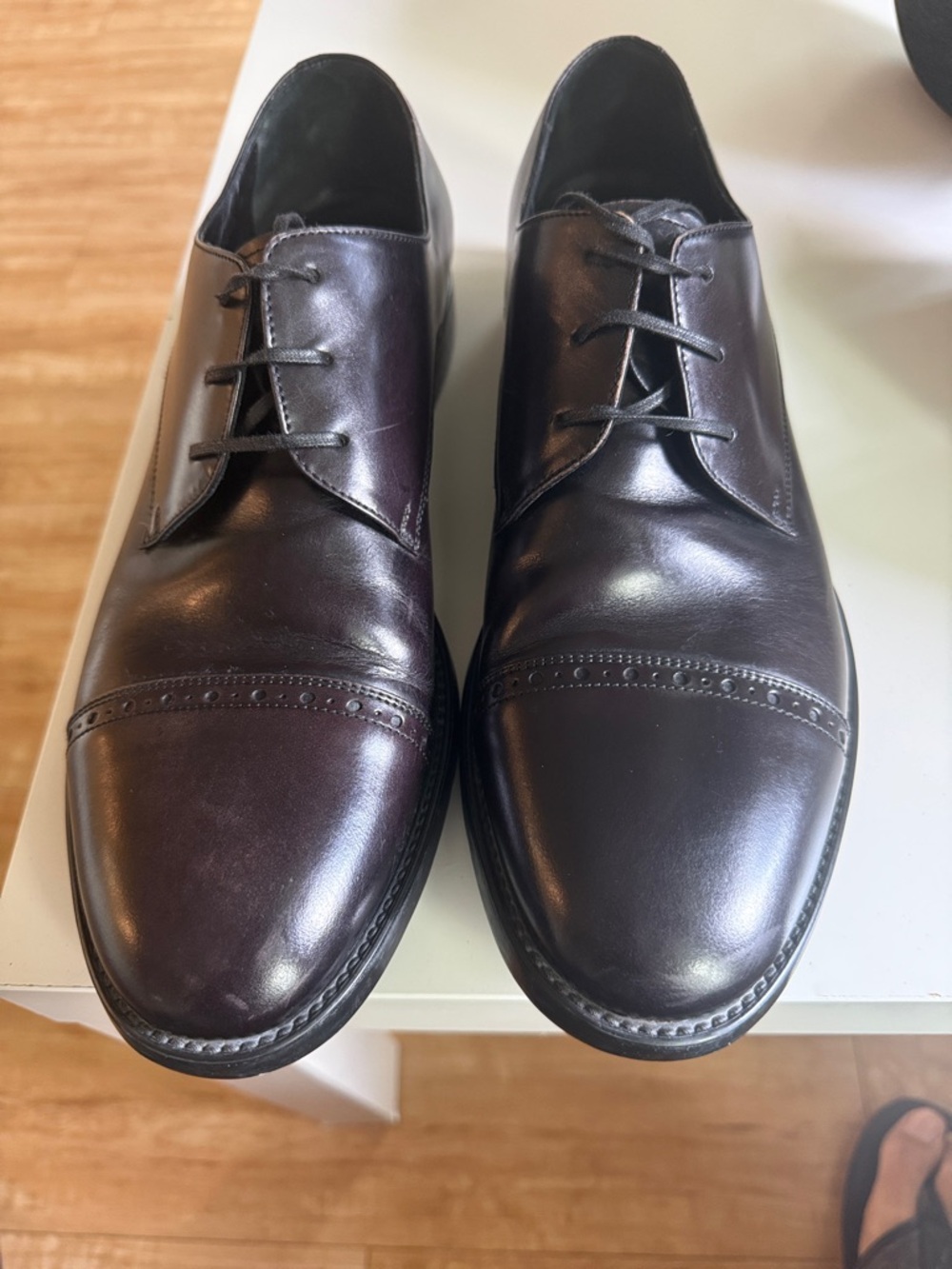 Salvatore Ferragamo Brown Leather Cap-Toe Derby Shoes